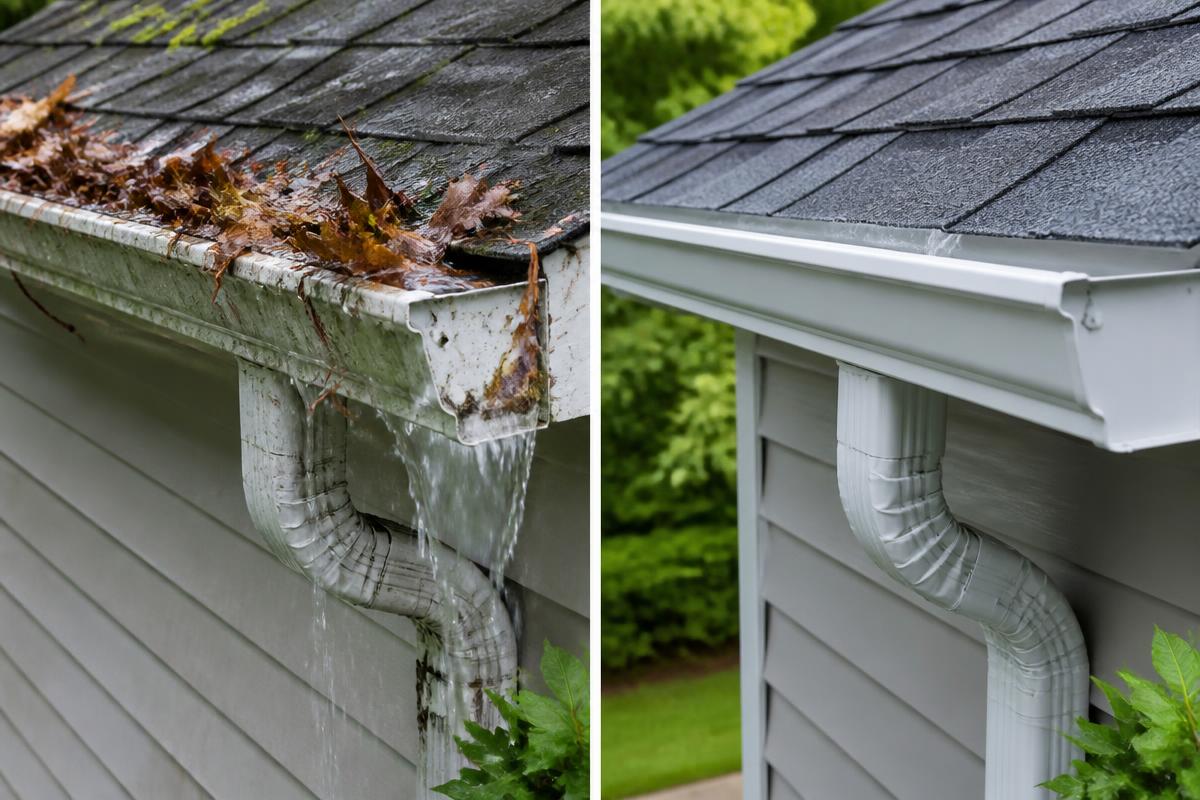 Clogged Gutters → Clean & Flowing